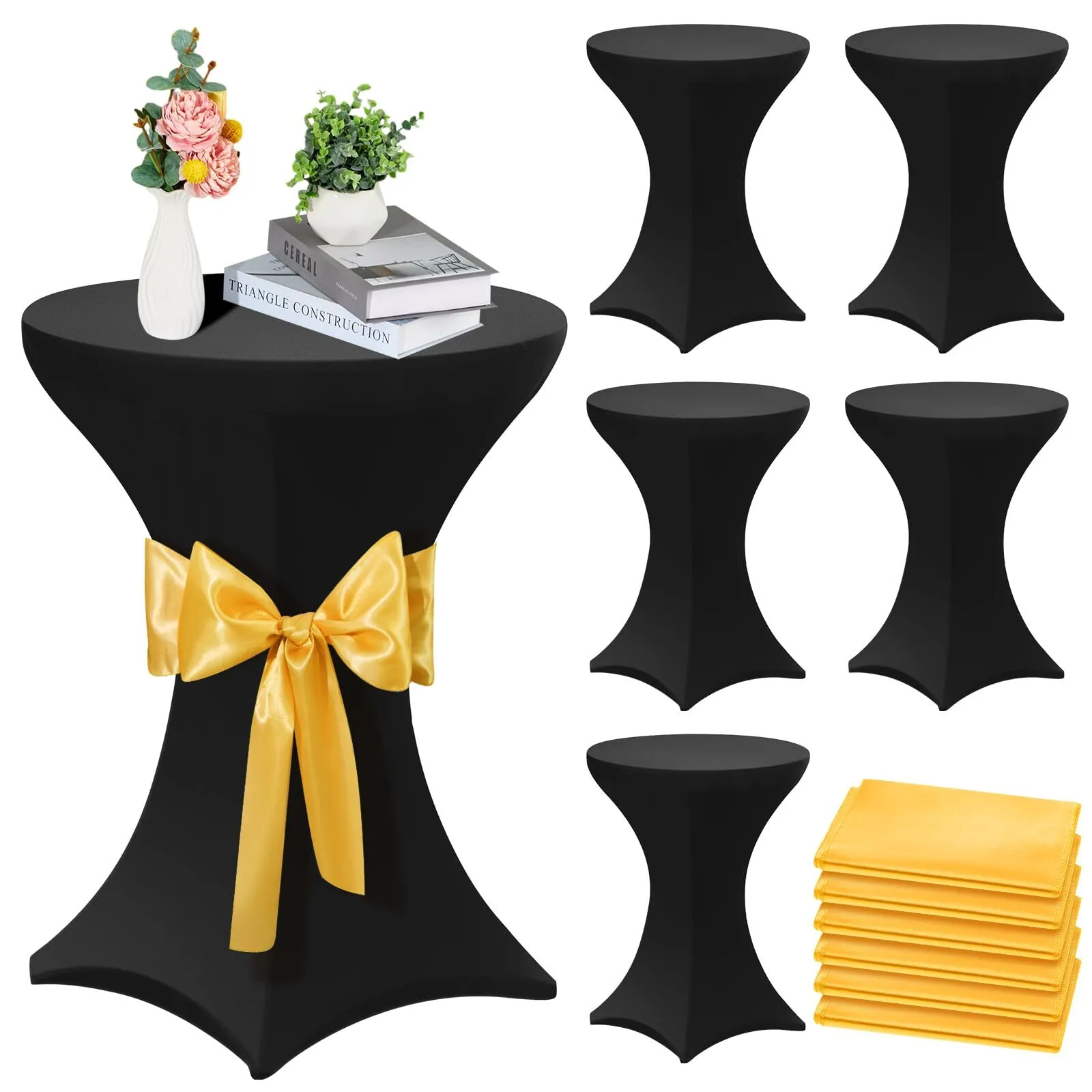 Spandex Fitted Table Cover- 30" cocktail table (Black)