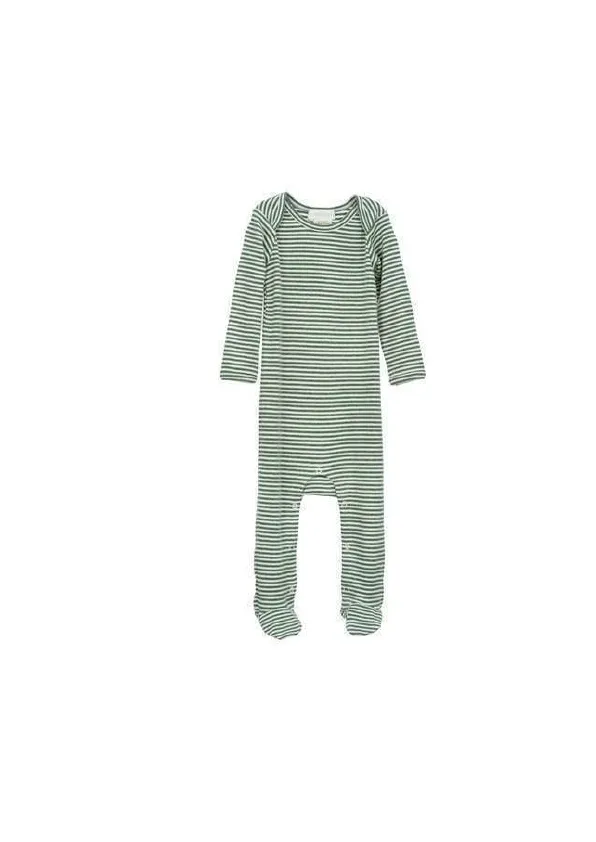Baby Suit Stripe - Olive / Offwhite