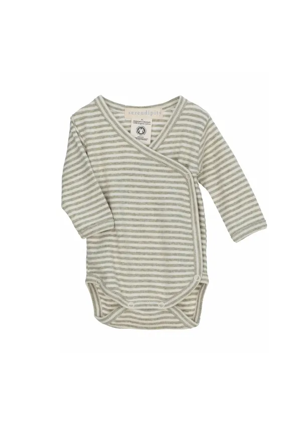 Newborn Wrap Body - Sage/Ecru-Rib Stripe
