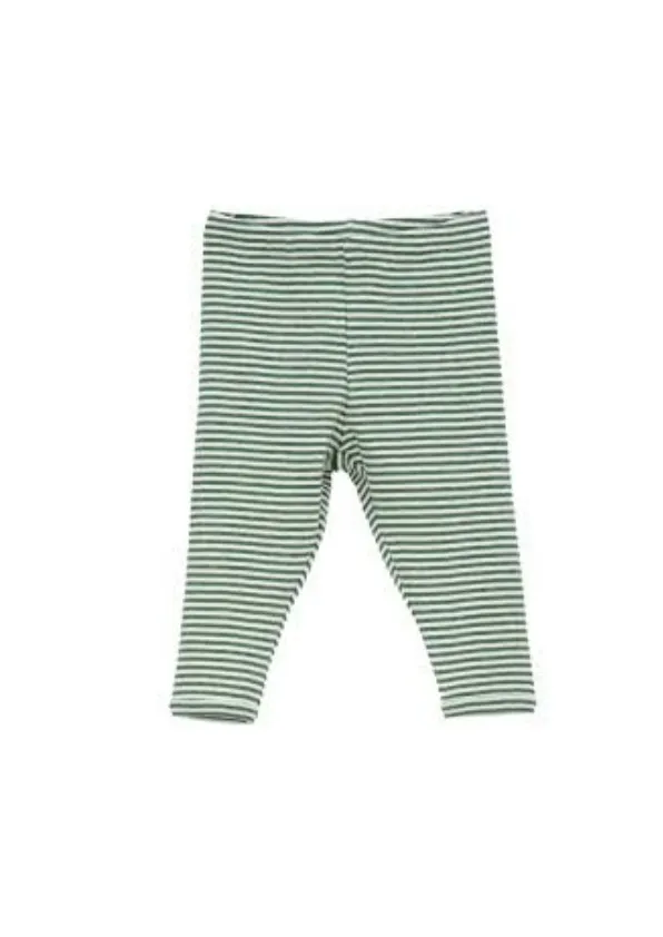 Baby Leggings Stripe - Olive / Offwhite
