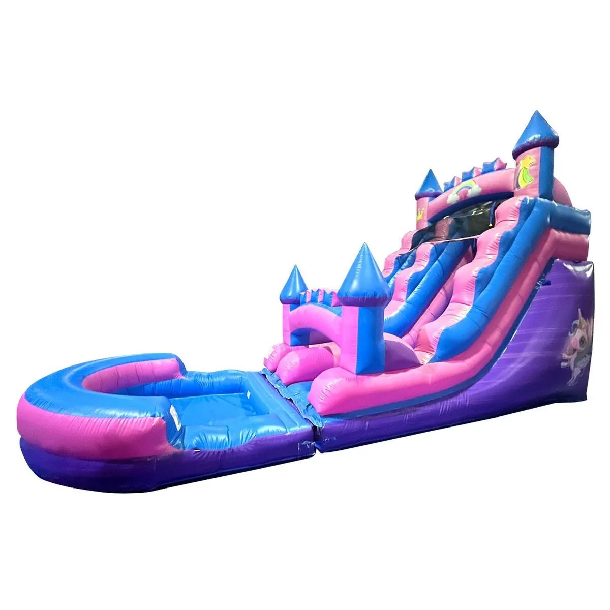 15' Rental Lite Pink Unicorn Inflatable Water Slide
