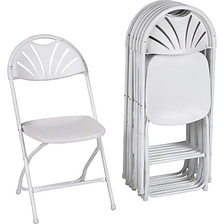 White Fan Back Folding Chair