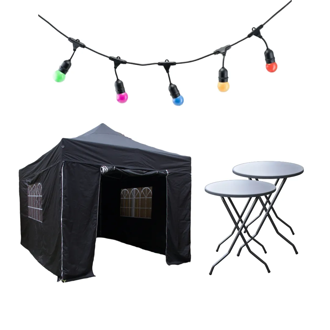 Voordeelpakket: Partytent 3x4,5m, Statafels & Verlichting
