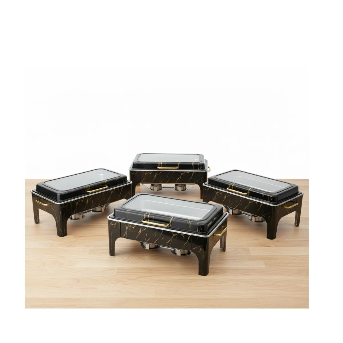 Luxury Marble Rectangular Glass Top Chafing Dish -9L