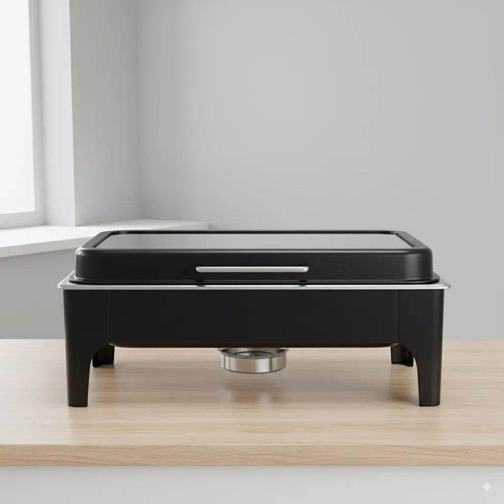  Luxury Black Rectangular Glass Top Chafing Dish – 8Q