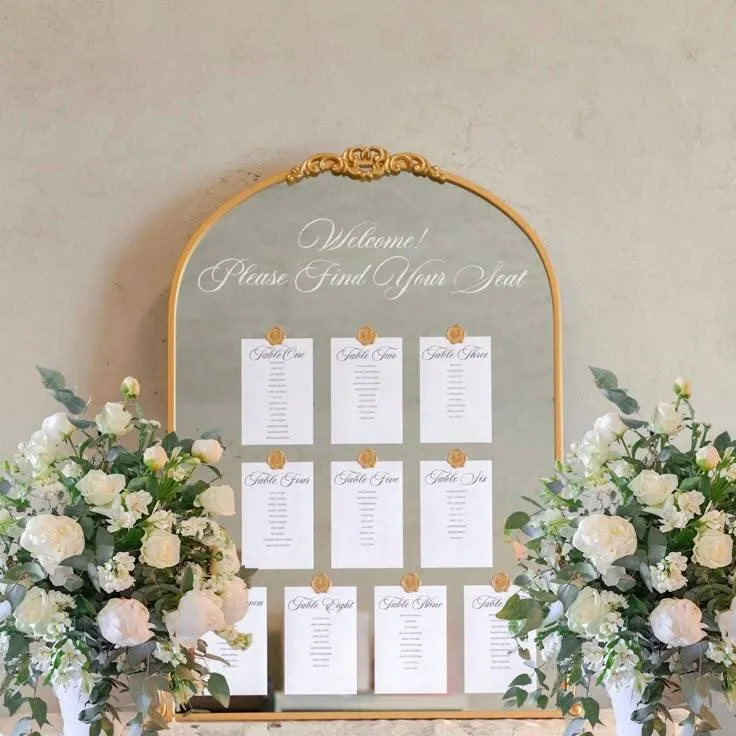 Mirror Seating Chart with Flowers