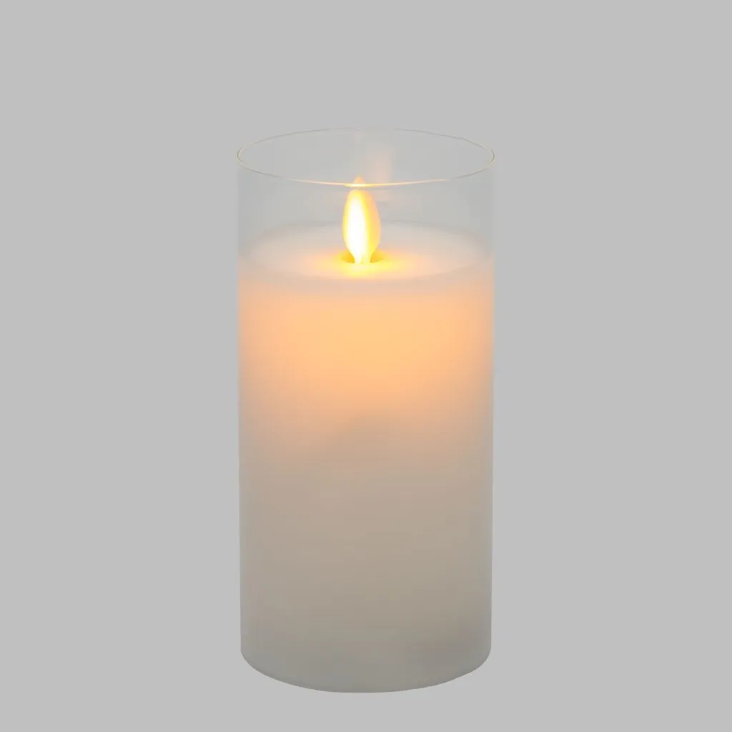 LED glass candle 7.6 x 15.2cm H