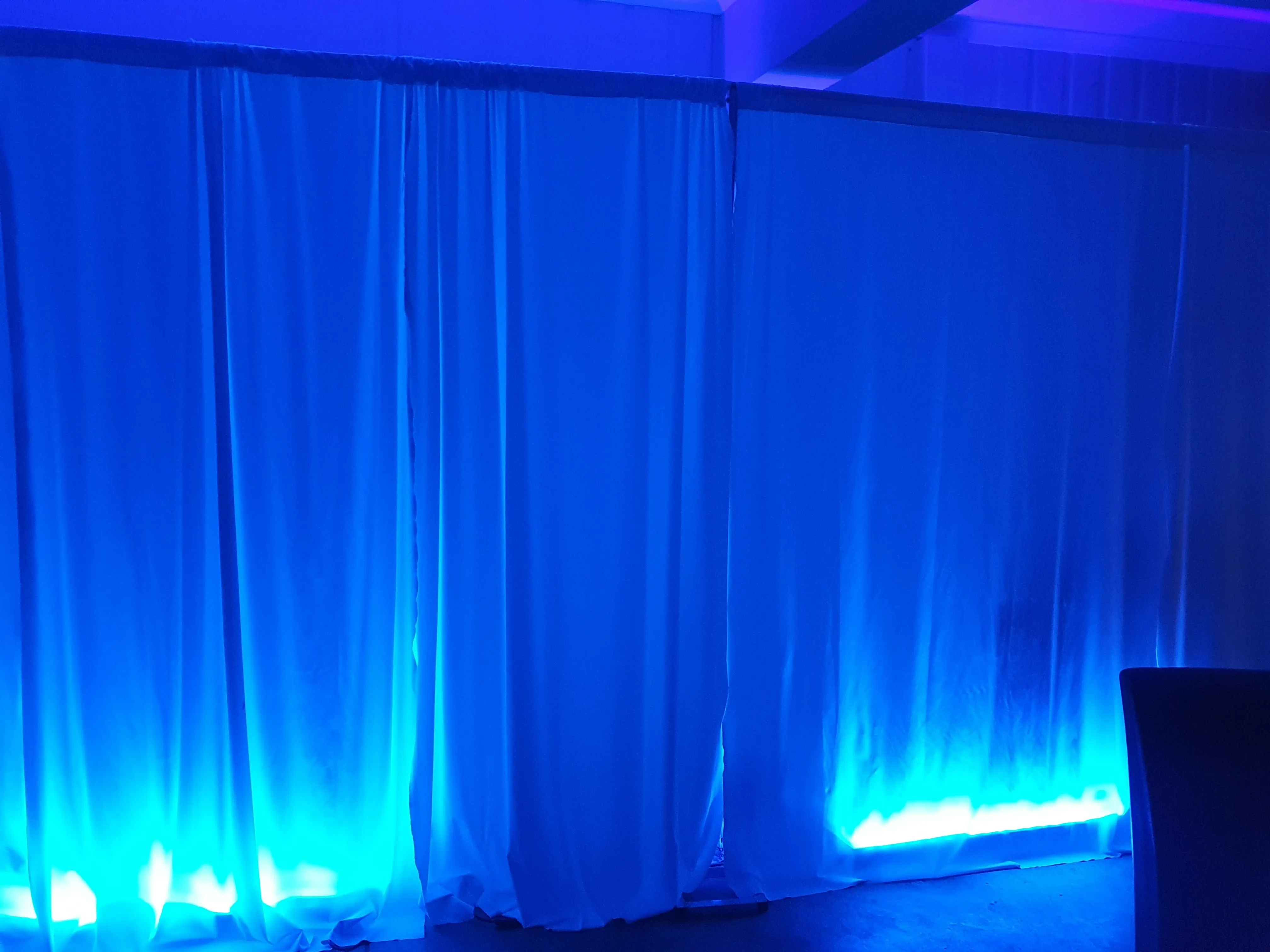 White theatre weight drape. 1.5 metre width X 2.4 drop