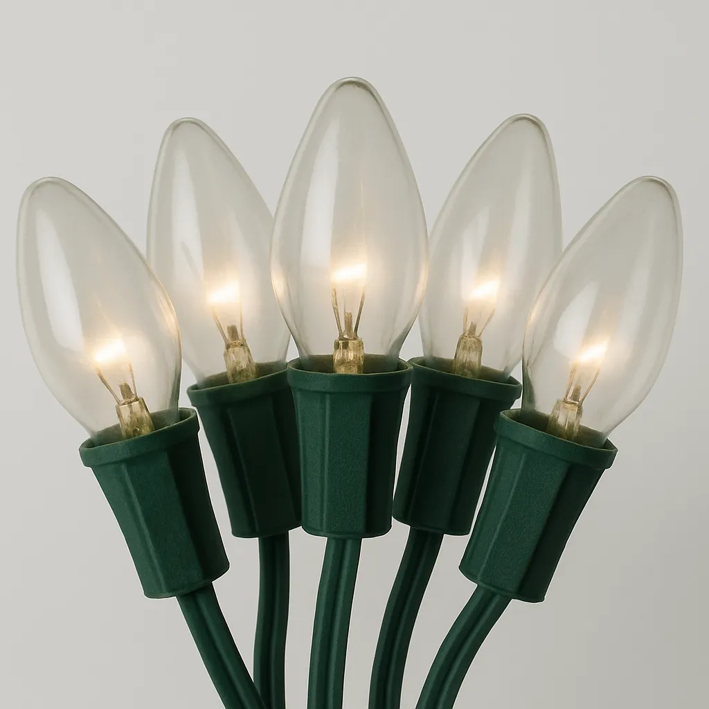 Ampoule C9 Noël incandescent fils vert 25'