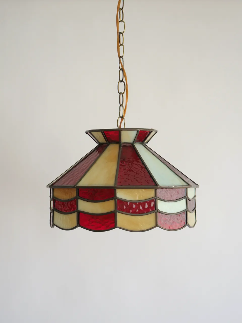 Tiffany – Suspension vitrail rouge & miel