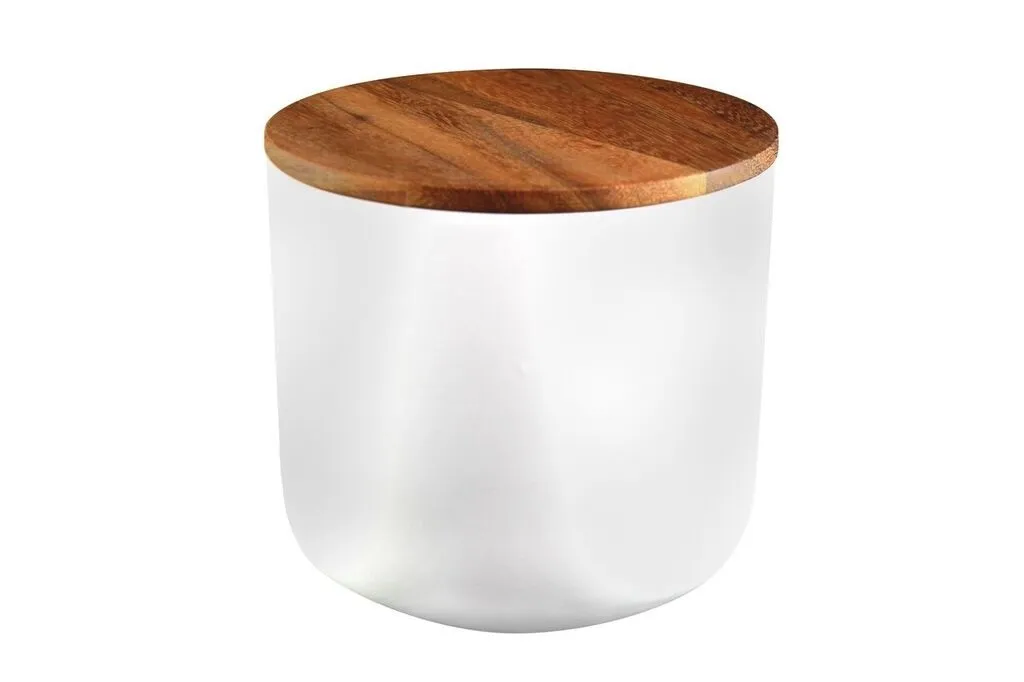 Canister White with Acacia lid  