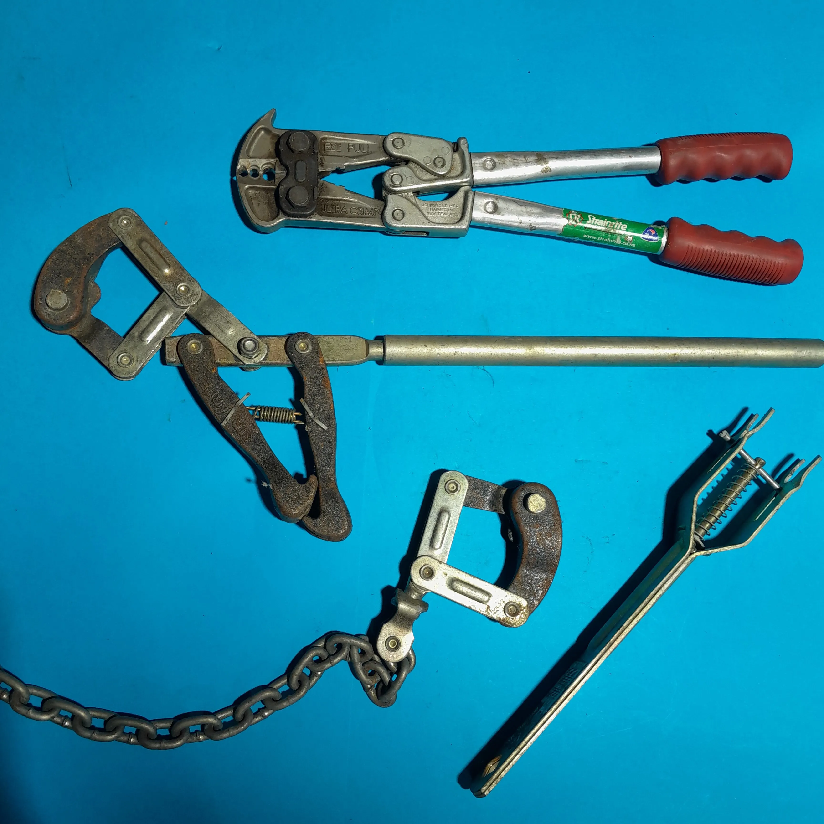 Fencing tool bundle ..   strainer, ratchet tool, Pliers