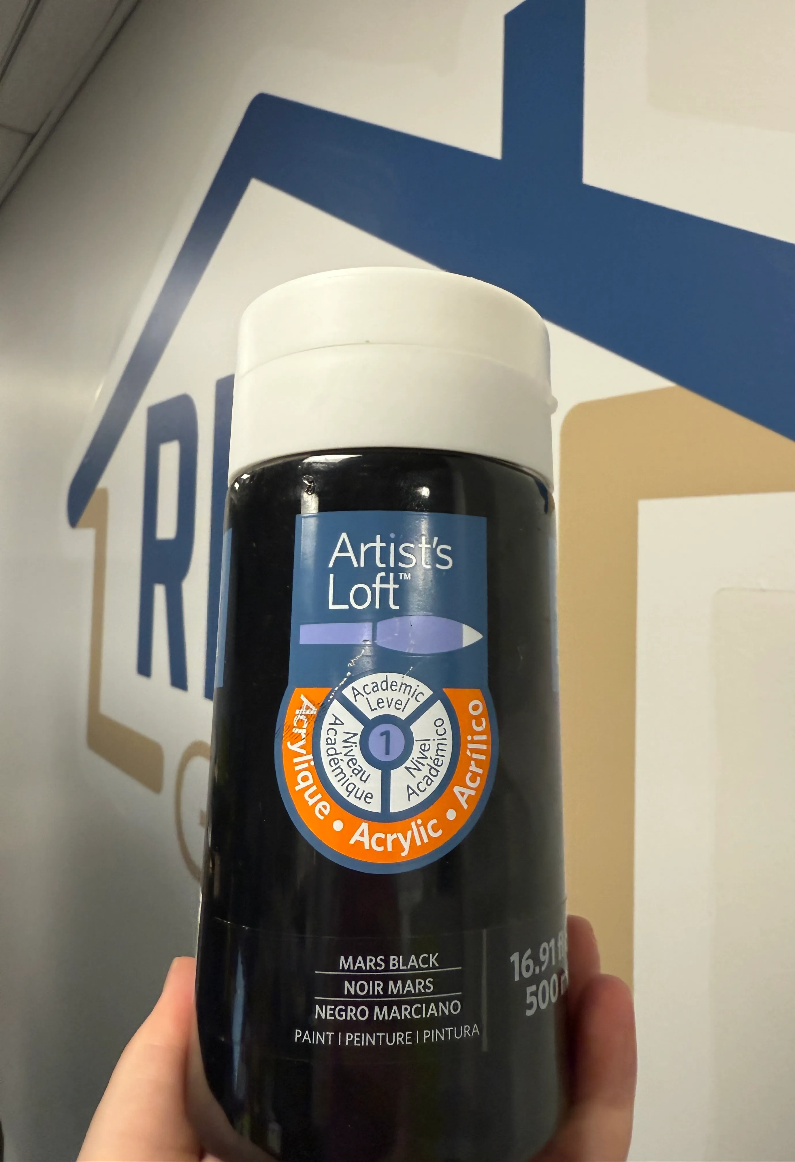 Large Bottle of Black Acrylic Paint