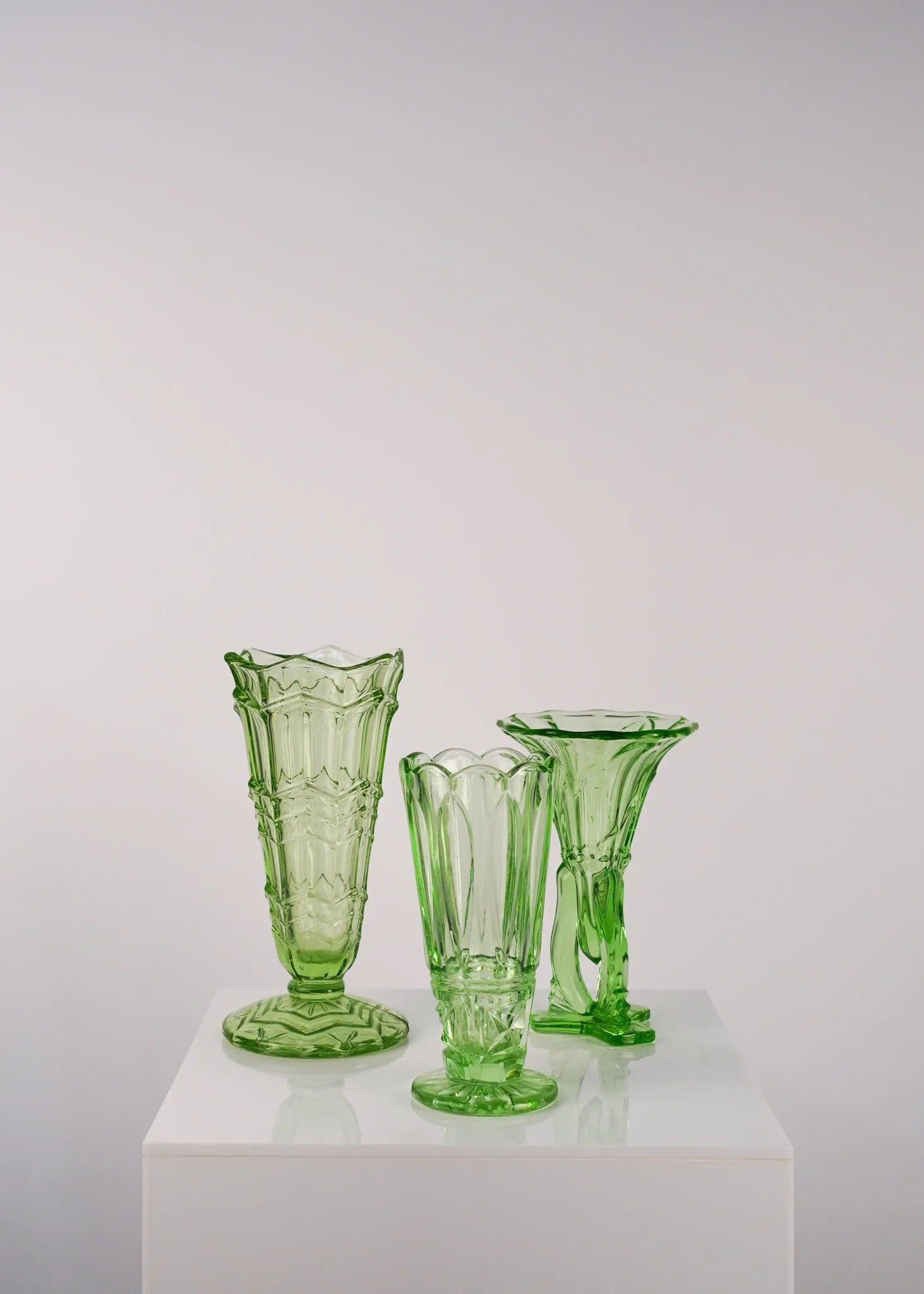 Vintage Glass Vases Green 