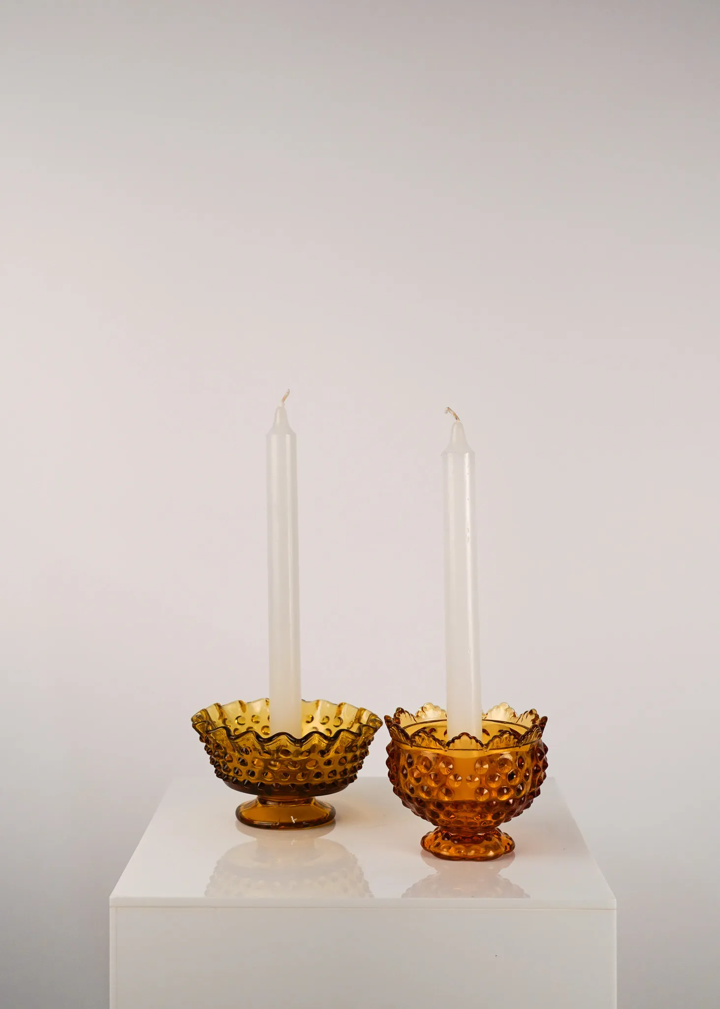 Coloured Vintage Crystal Candle Holders 