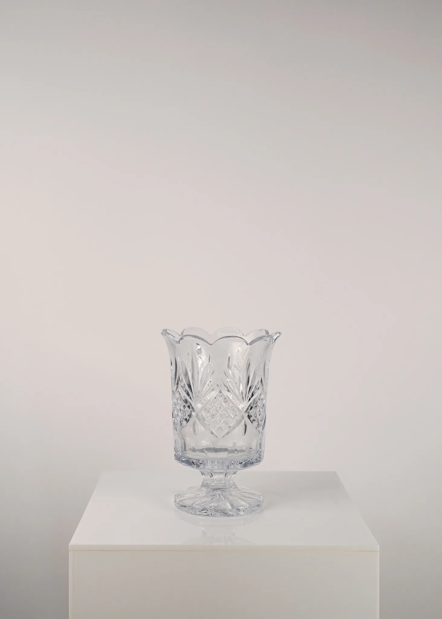 Crystal Fluted Pedestal Vase