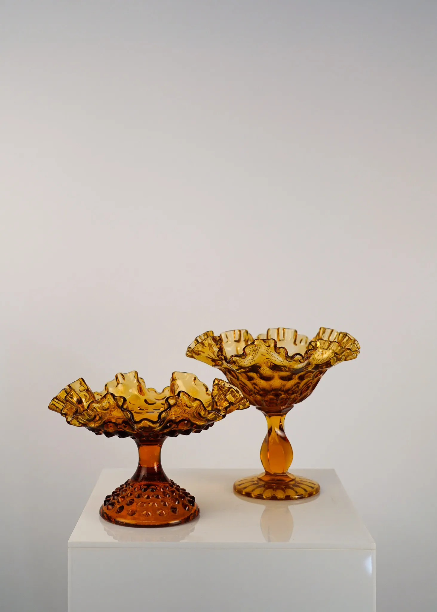 Vintage Amber Glass Vases 