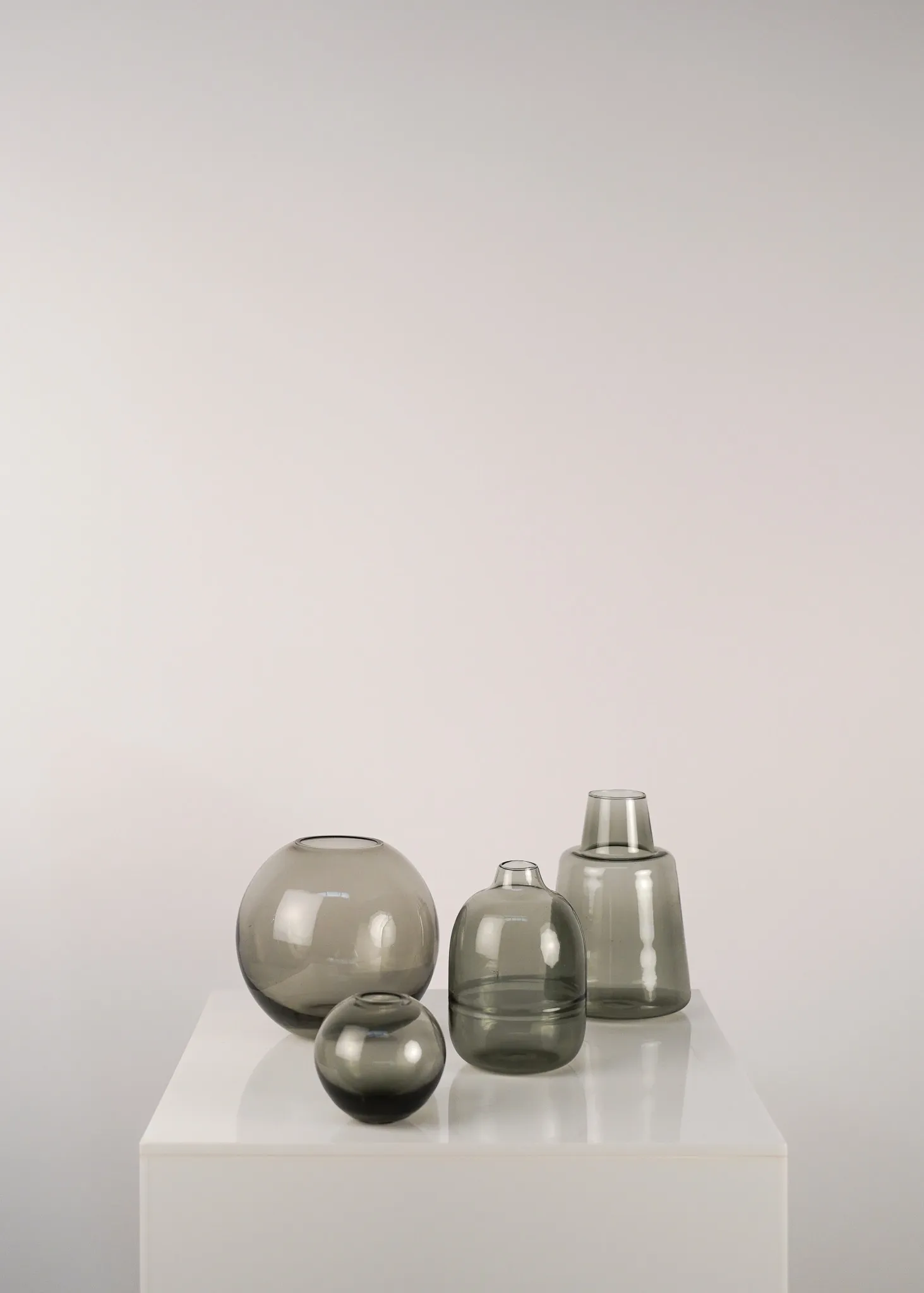 Smoke Glass Vases Mixed Shapes