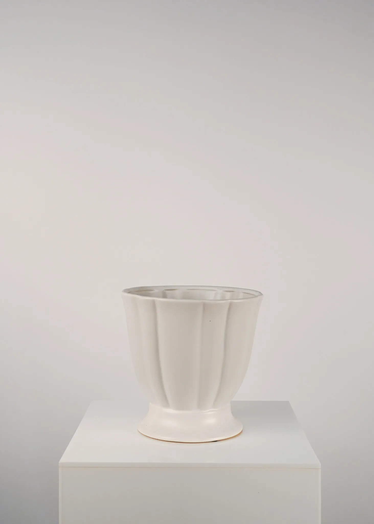 White Ceramic Footed Vase 
