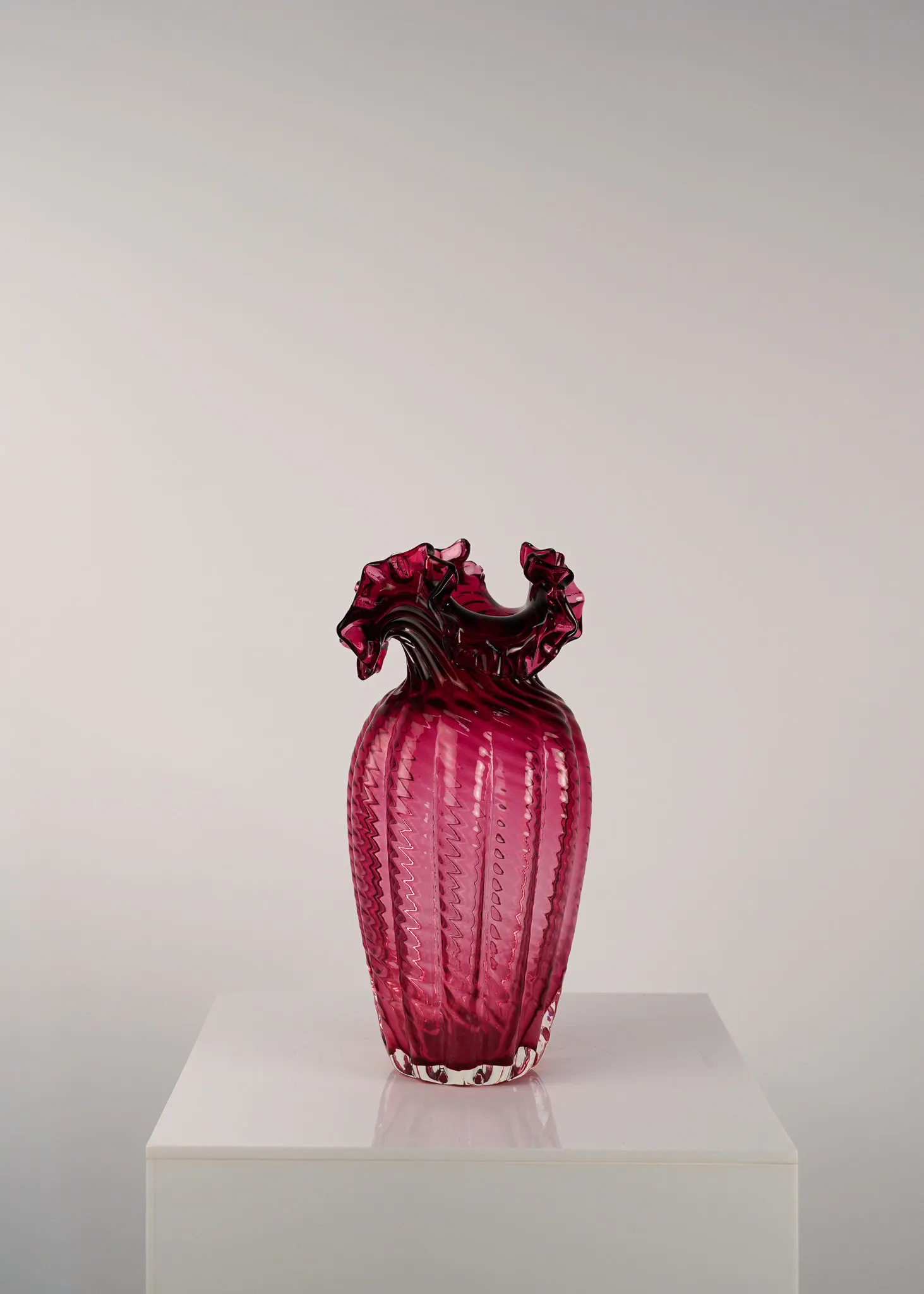 Vintage Glass Cranberry Vases 