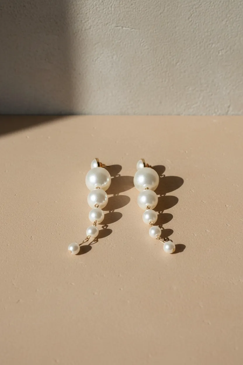 Gold Pearl Drop Earrings