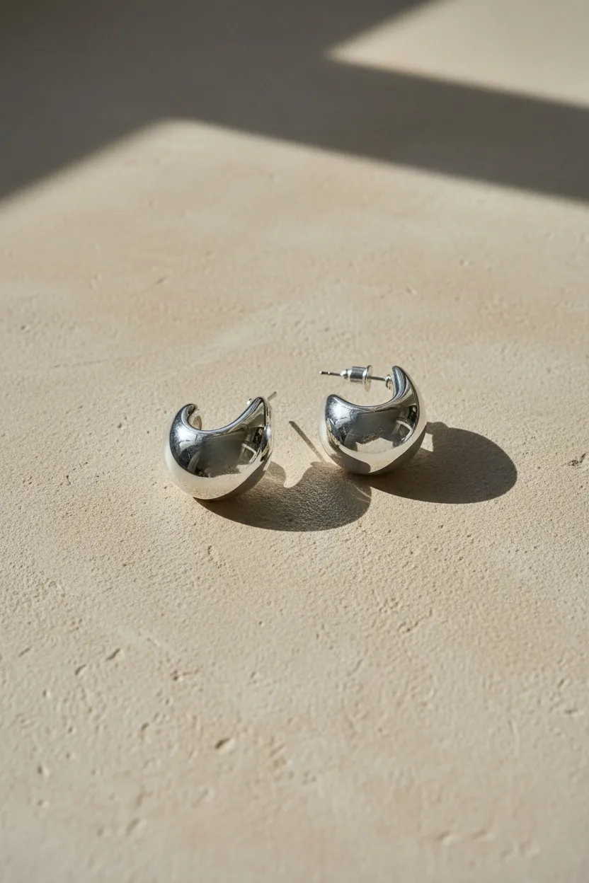 Silver Crescent Earrings