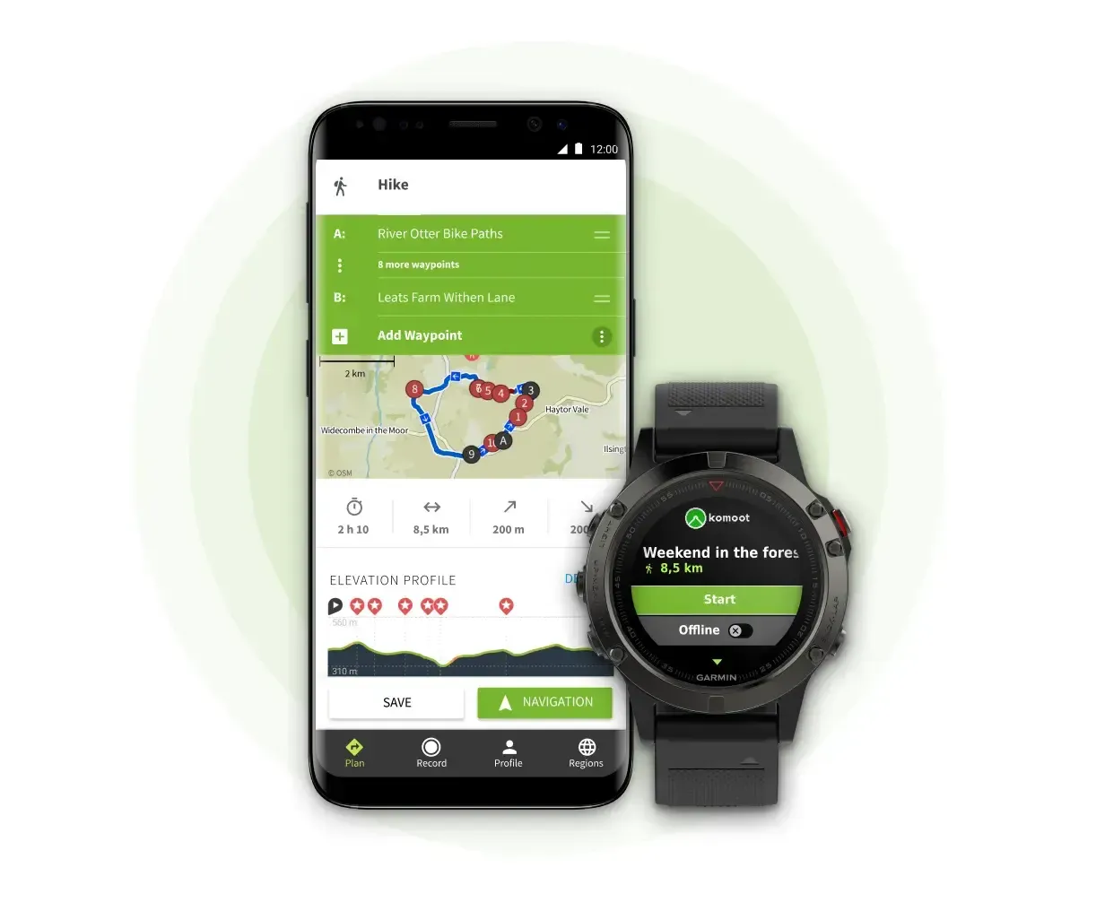 Link maps Koomot 12 Routes in the surroundings.