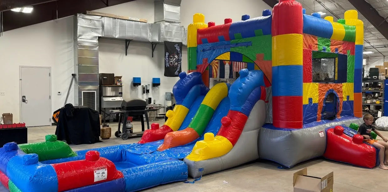 Building Block Wet/Dry Slide and Bounce House
