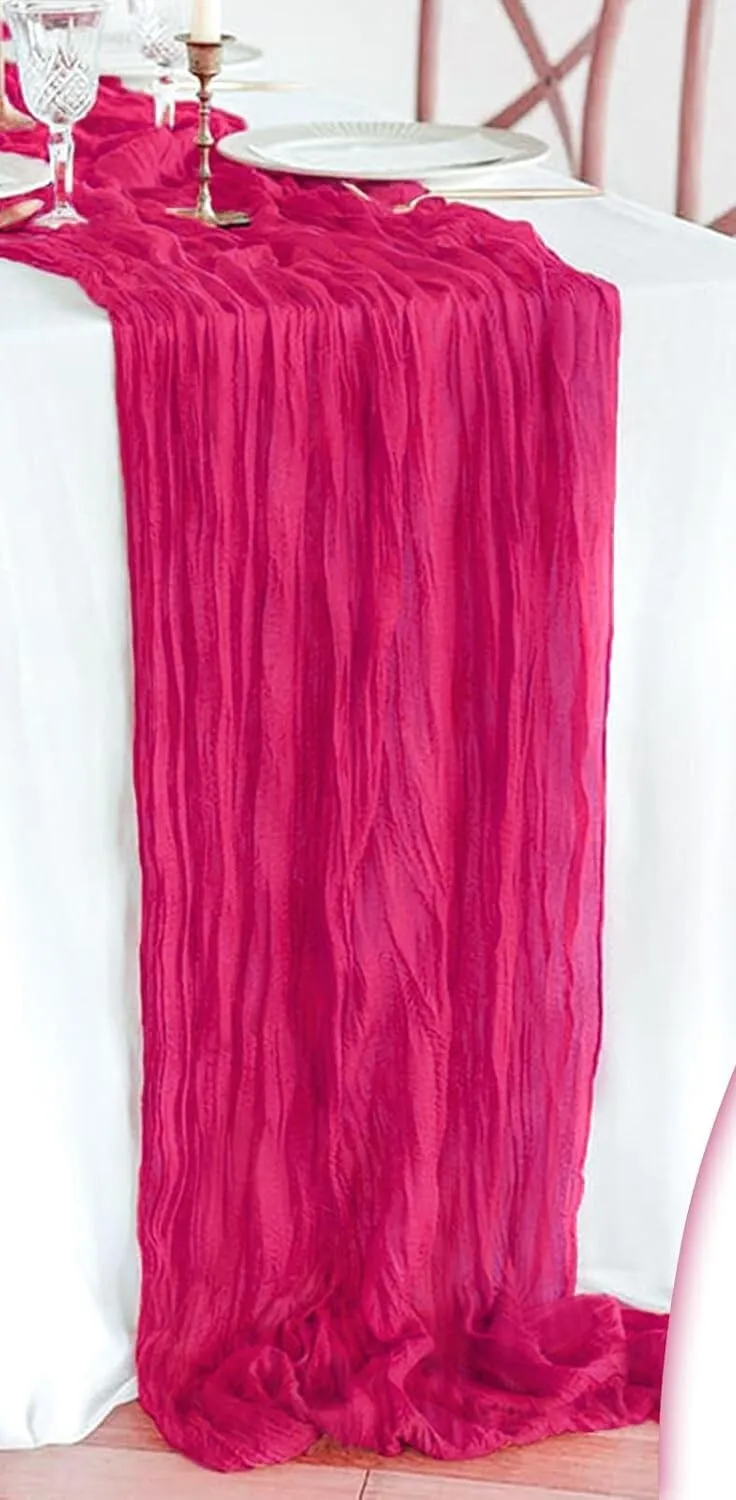 HOT PINK CHEESECLOTH RUNNER 10 FT LONG
