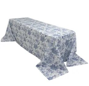 90 X 156 inch Rectangle French Toile Floral - Royal Blue