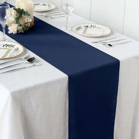 Navy Blue Polyester Table Runner 12 x 108 