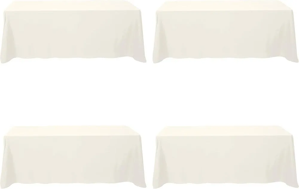 Rectangle Polyester Linen (Ivory) • 90 x 156 (Fits: 8ft Table to floor)