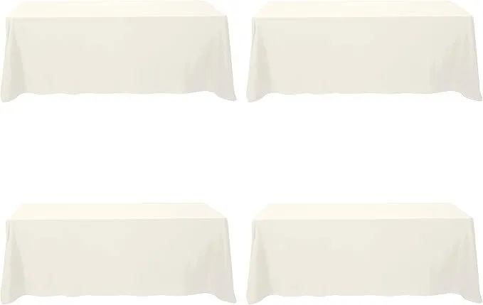 132" Rectangle Polyester Linen (Ivory) Fits: 6ft Rectangle Table to floor