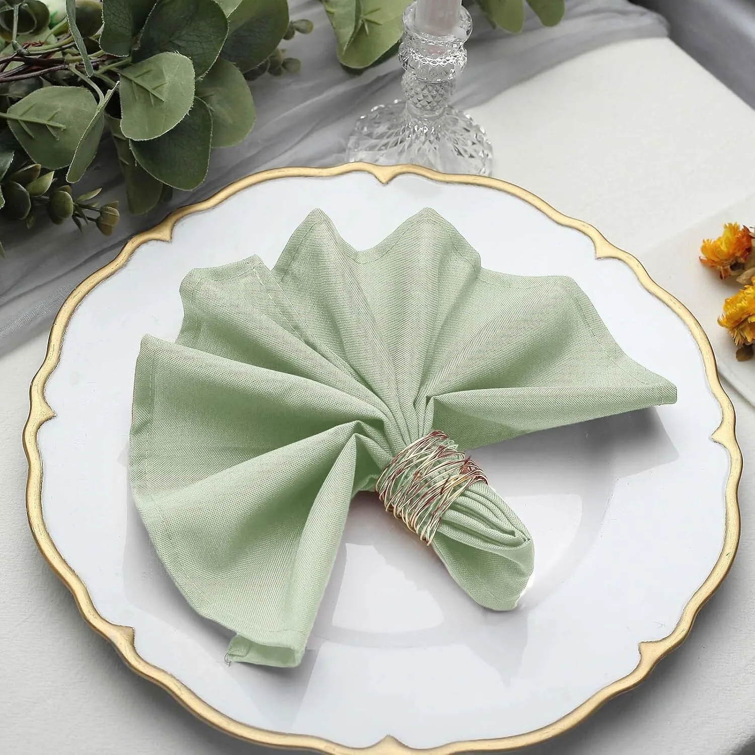 17" x 17" Poly Linen Dinner Napkins (Sage)