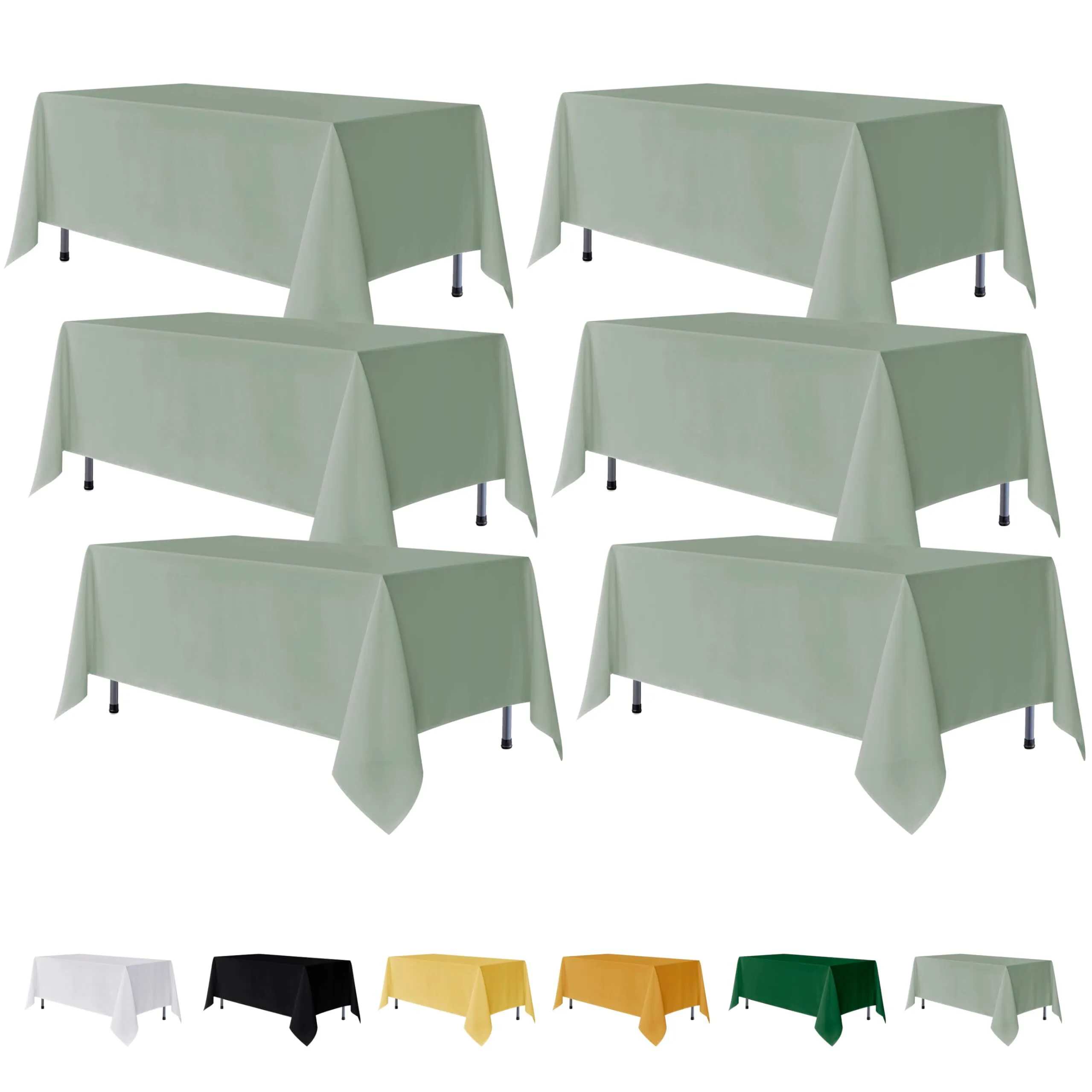 156" Rectangle Polyester Linen (Sage) Fits: 8ft Rectangle Table to floor