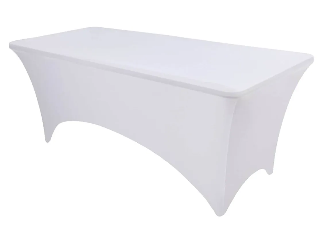 6 ft White Rectangle Spandex Table Linen - (Fits: Folding 6ft rectangle table) 