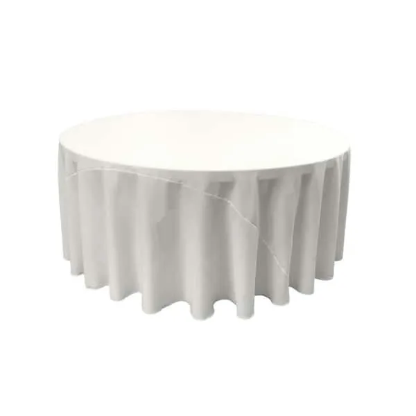 120″ Round Polyester Linen (White) Fits: 60″ Round Table to Floor