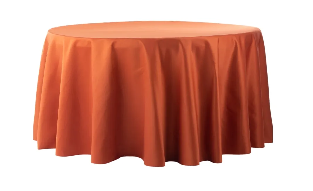 120" Round Tablecloth, Lamour Satin (Rust) 