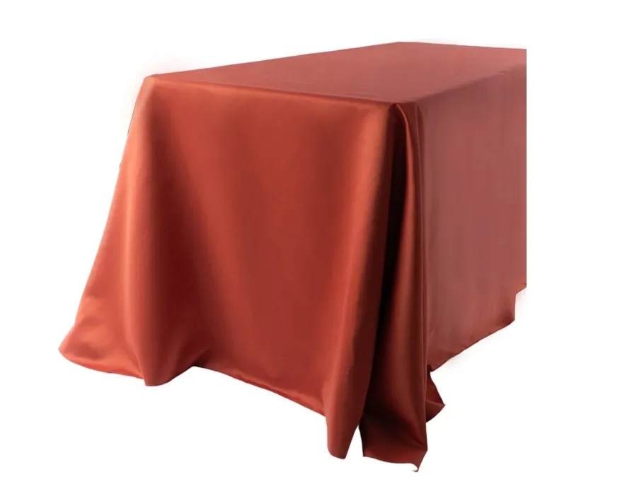 90 x 156 Rectangle Tablecloth, Lamour Satin (Rust)