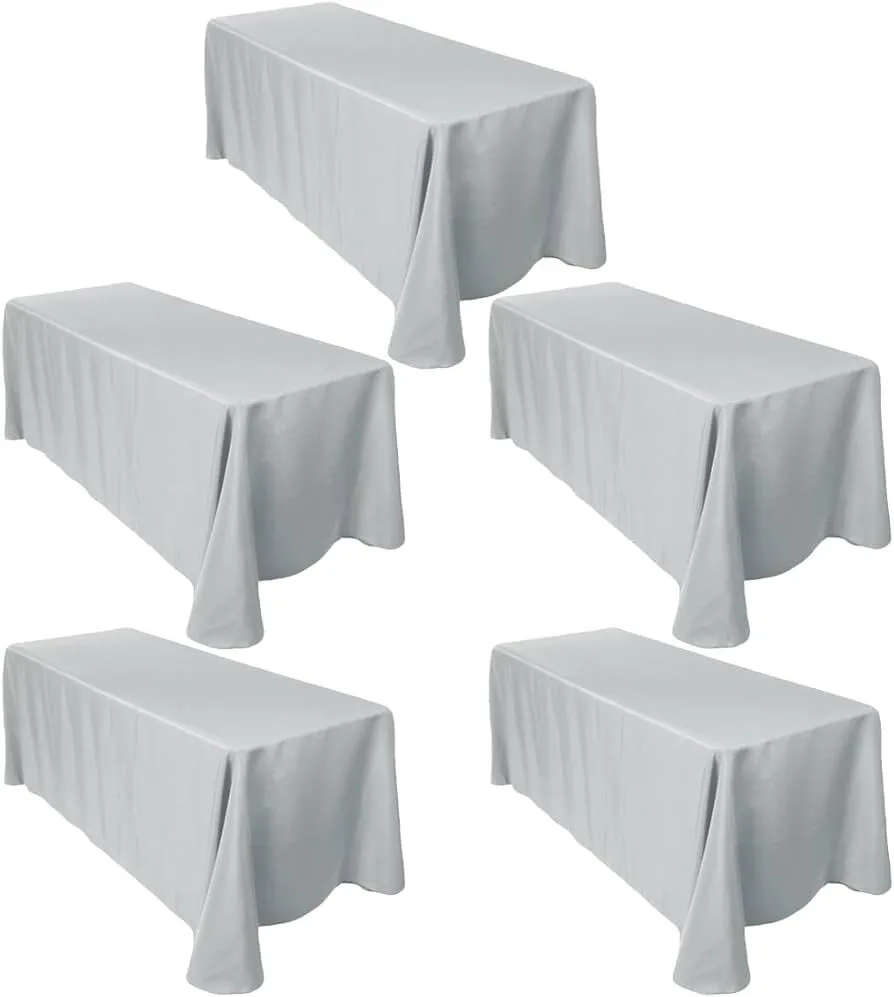 132" Rectangle Polyester Linen (White) Fits: 6ft Rectangle Table to floor