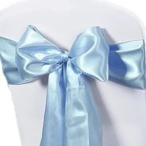 Sash (Light Blue Satin) - Fits as Cocktail Sash & Chair Sash (7" x 108")