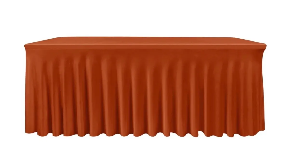6 ft Rectangle Spandex Tablecloth - Burnt Orange / Terracotta
