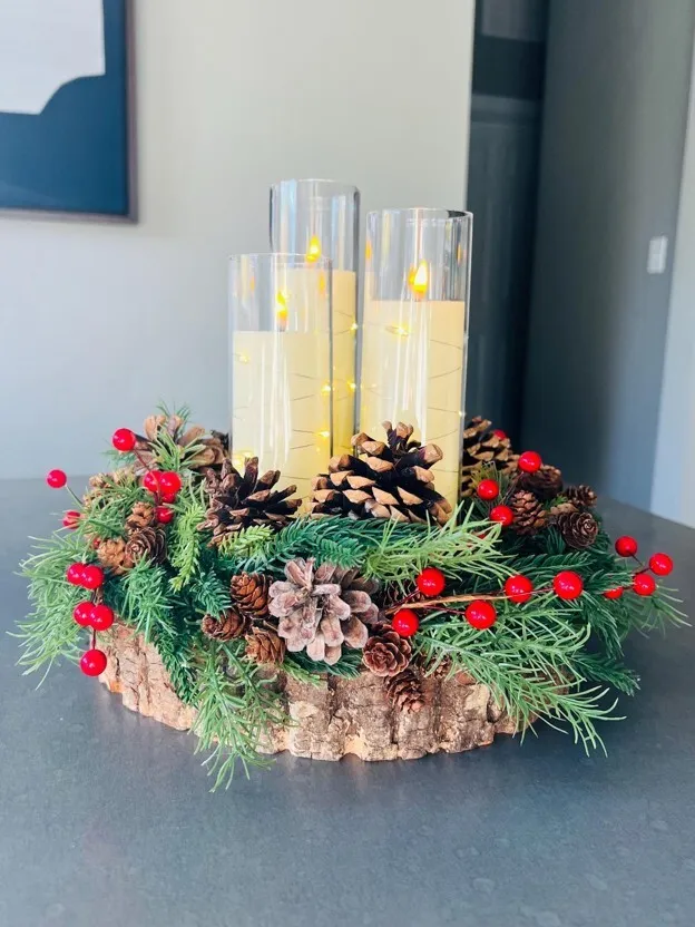 Cranberry & Pine Centerpiece - Large