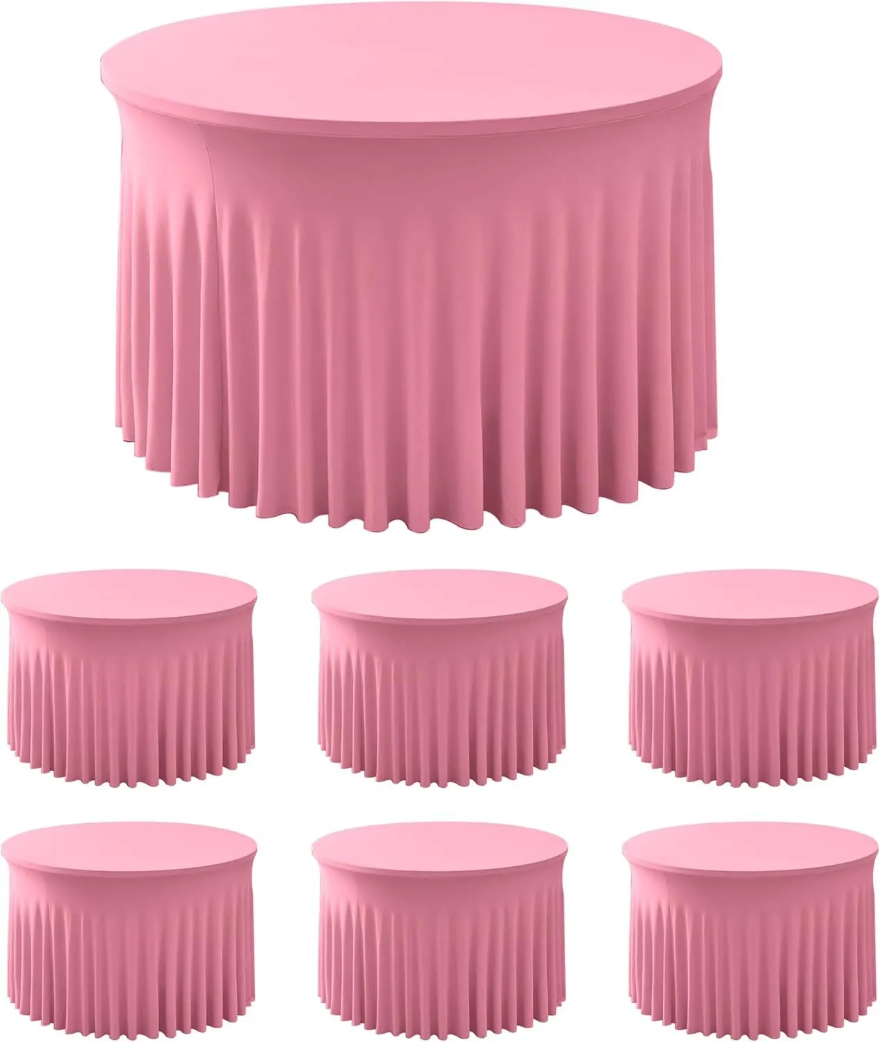 120 inch Spandex Linen (Fits 60 inch Table to Floor) Pink