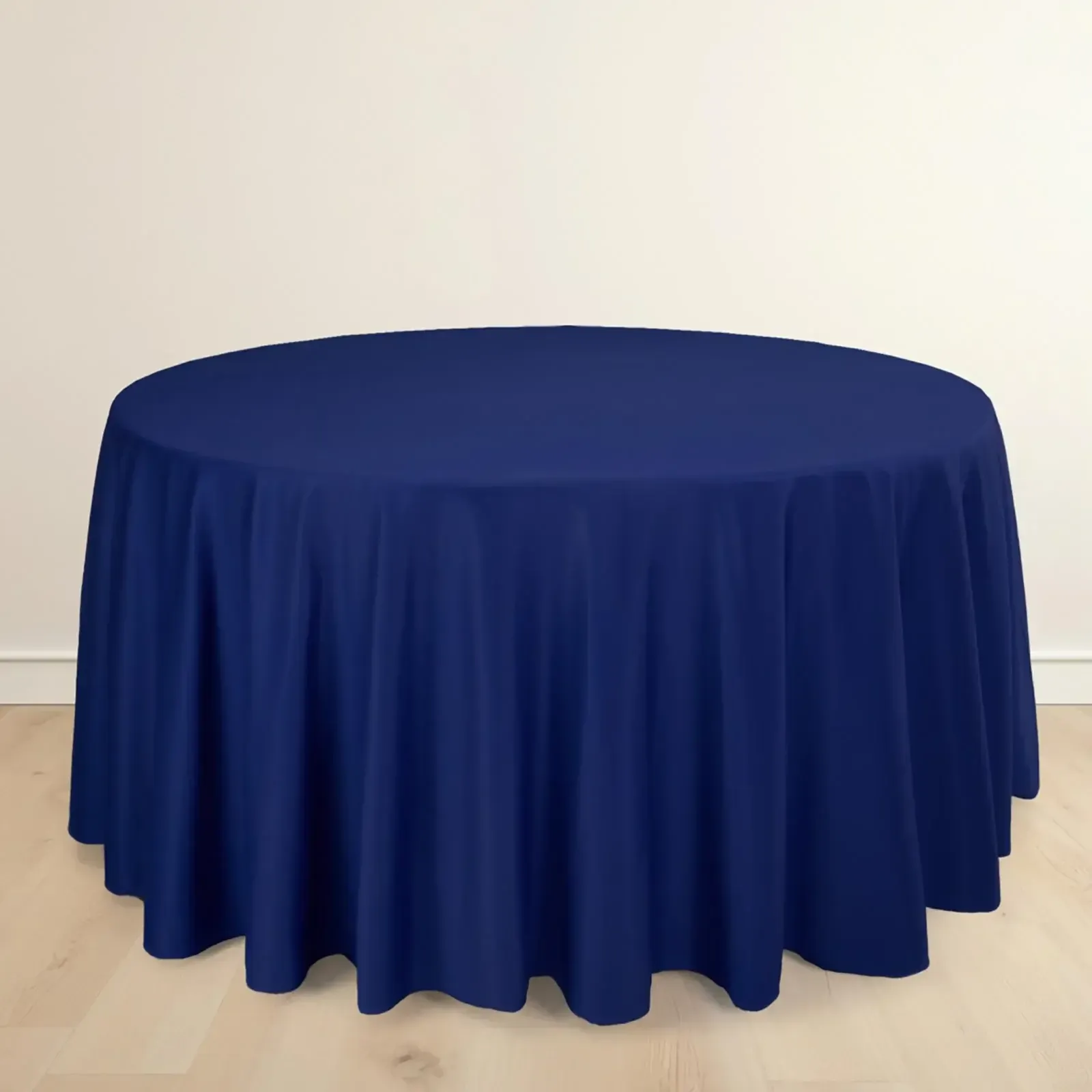 108″ Round Polyester Linen (Navy Blue) Fits: 48″ Round Table to Floor