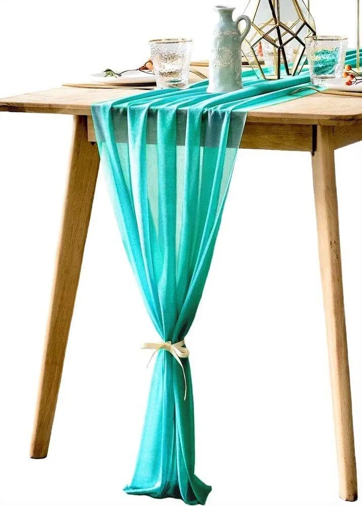 TEAL CHEESECLOTH RUNNER 10 FT LONG