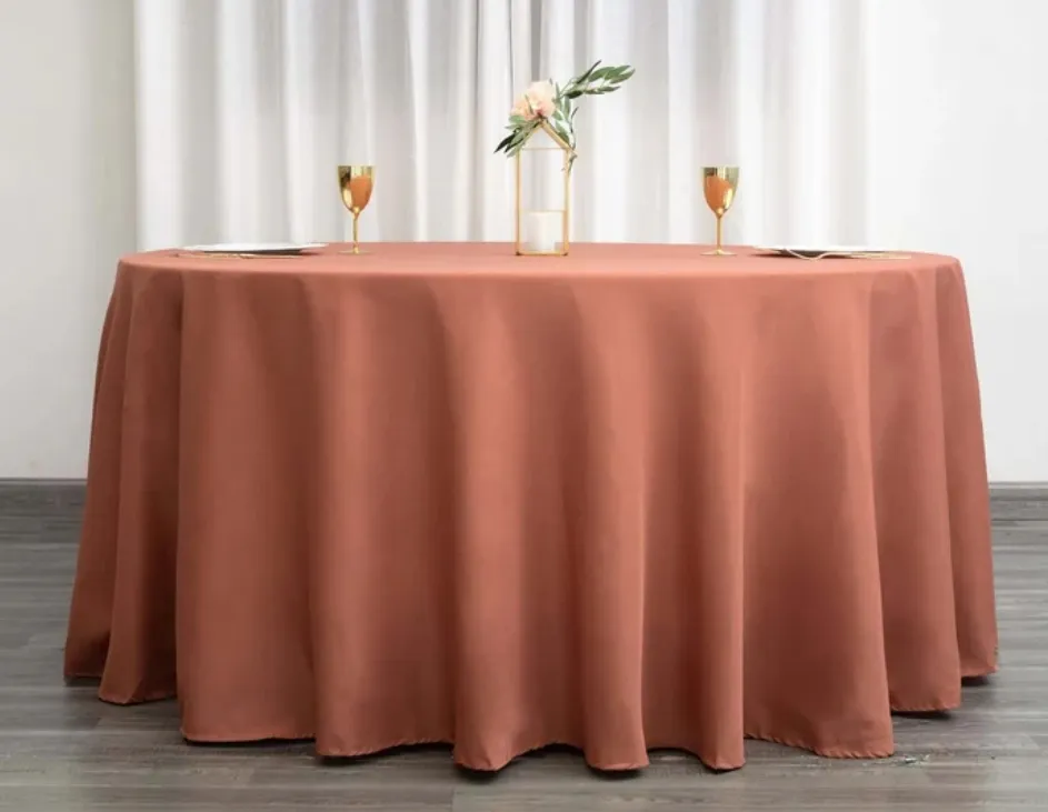120" Round Tablecloth, Polyester (Terracotta)