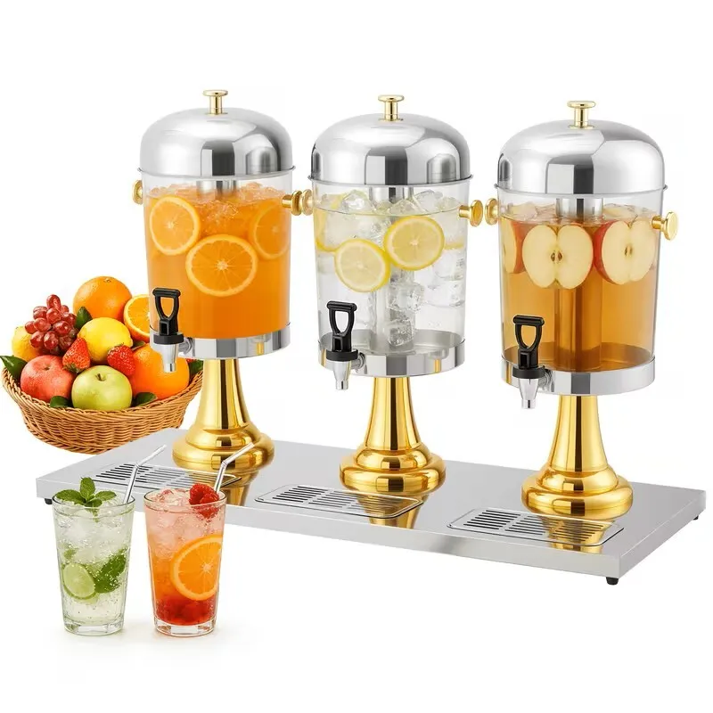 Thermo Triple Drink Dispenser w/ Stand (2.2 gallon per dispenser/stainless steel)