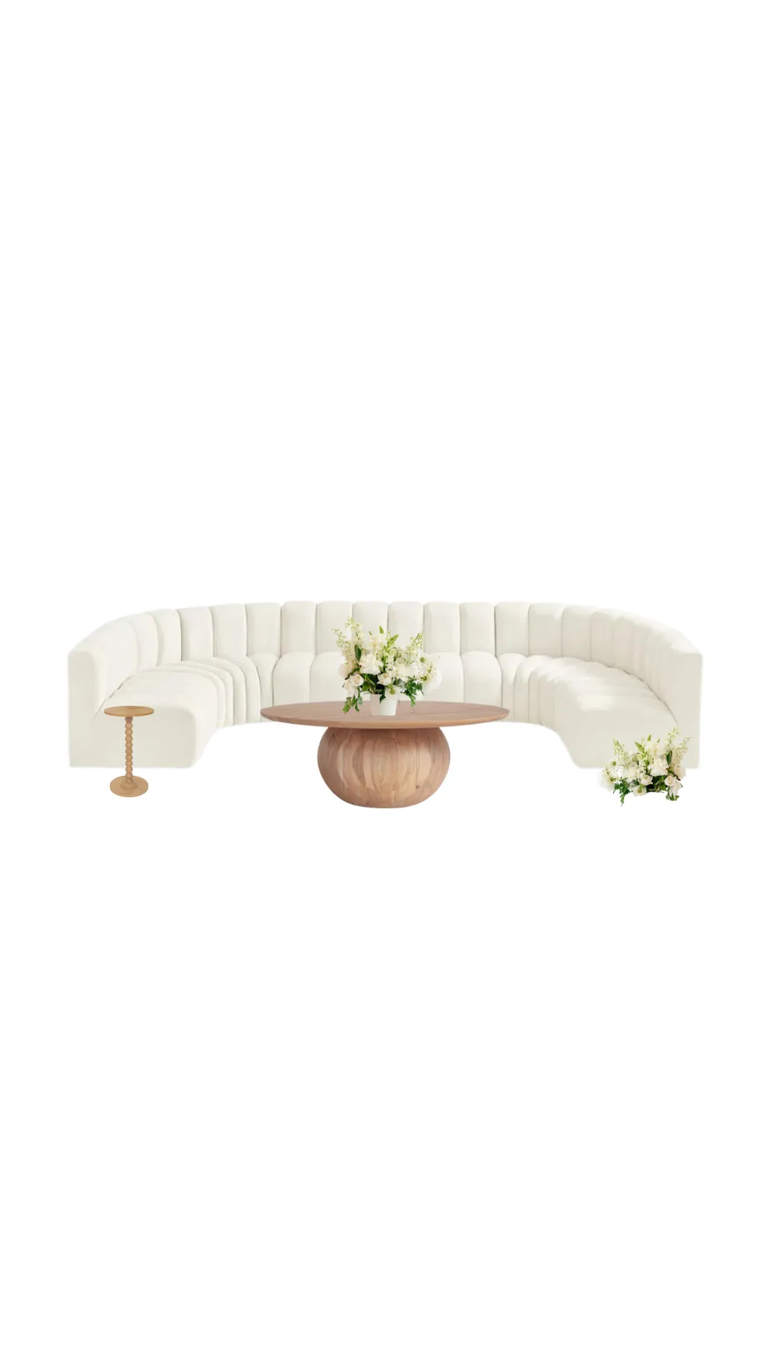 Diane Lounge - 8 Piece Velvet White + Accent Tables