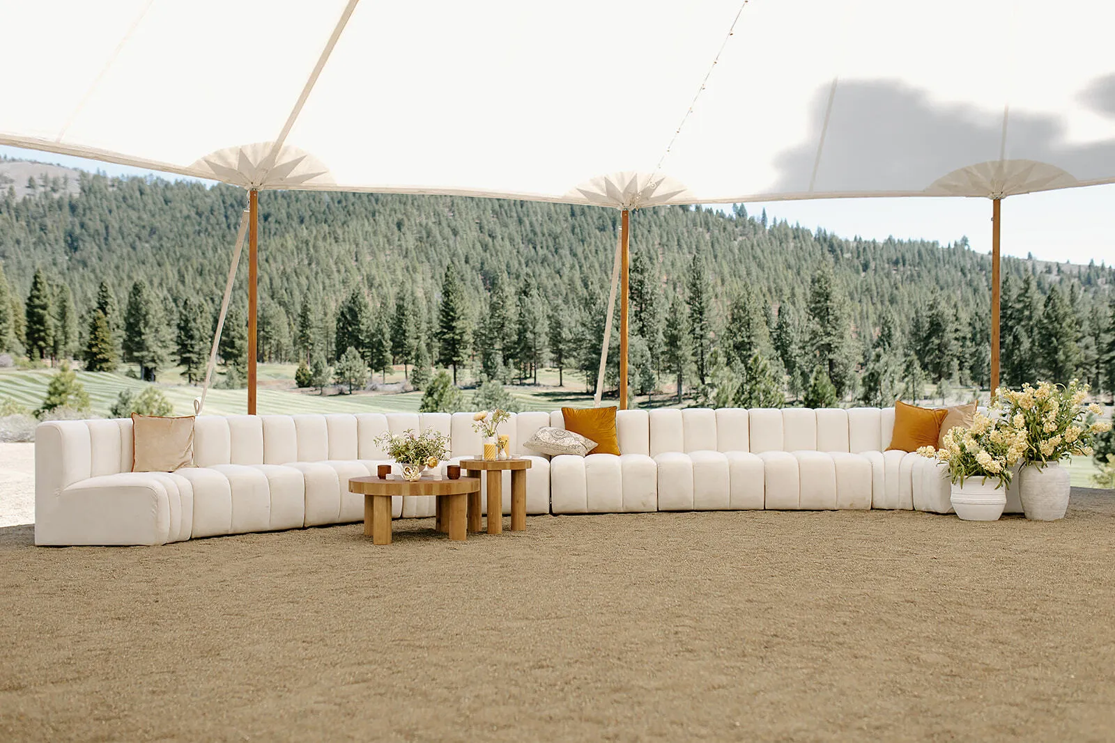 Diane Lounge - 10 Piece Velvet White + Accent Tables